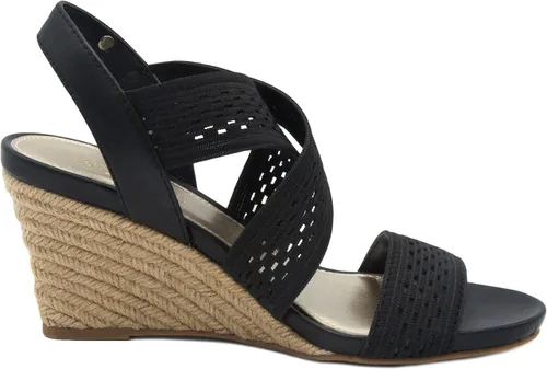 Vista 4 de LONDON FOG Sandalias de cuña elásticas Pickwick con punta abierta para mujer