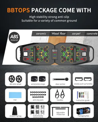 Vista 6 de BBTOPS Tabla Push Up, accesorios de fitness con bandas de resistencia