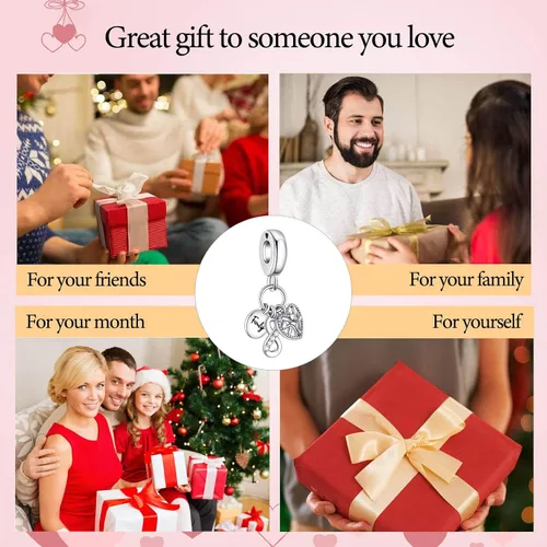 Vista 6 de VALGACLS Dijes de plata de ley 925 con forma de corazón para pulseras y collares, día de San Valentín, día de la madre, joyería para mujer