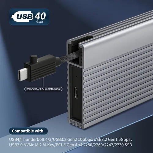 Vista 3 de Zike Carcasa SSD M.2 NVMe USB4 40Gbps, 3811 MB/s, M-Key 2280, Thunderbolt 5