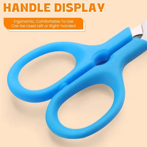 Vista 6 de BURVAGY Paquete de 60 tijeras para niños pequeños de 5 pulgadas, cuchillas afiladas de acero inoxidable, tijeras de agarre cómodo para niños, papel