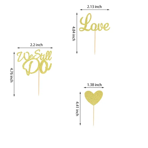 Vista 7 de 24 piezas de decoración para cupcakes con purpurina en forma de corazón de amor, matrimonio, aniversario, despedida de soltera, boda, compromiso