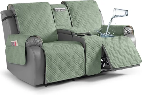 Vista 24 de TAOCOCO - Funda impermeable para sofá biplaza reclinable con consola central, 2 plazas