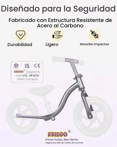 Vista 3 de KRIDDO Bicicleta de Equilibrio para Niños Pequeños de 2 Años, Edad de 24 Meses a 5 Años, Bicicleta de Empuje Interactiva de Aprendizaje Temprano