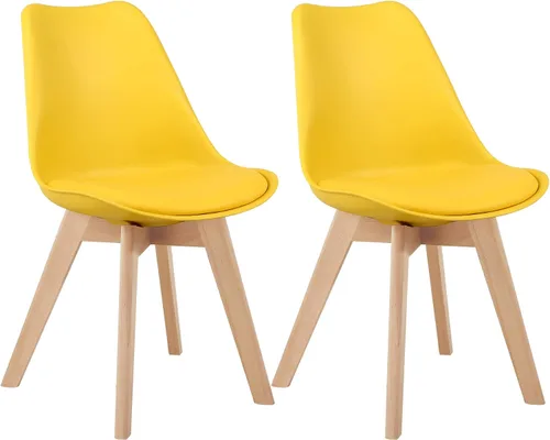 Vista 16 de LSSBOUGHT Sillas de comedor modernas de mediados de siglo con patas de Negro