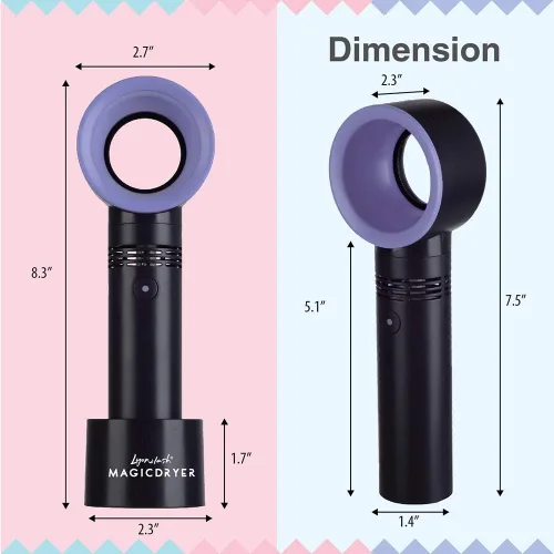 Vista 4 de Lyon Lash Portable USB Rechargeable Bladeless Mini Fan/Air Conditioning Blower/Handheld Cooling Dryer, Essential Eyelash Extension Supplies, Dries