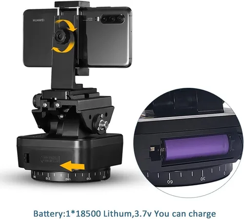 Vista 7 de YT-1000 Cabezal panorámico con control remoto, cabezal panorámico giratorio motorizado automático para teléfonos inteligentes/cámaras réflex