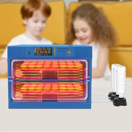 Vista 2 de Incubadora de 128 huevos con giro automático de huevos y control de humedad, incubadoras de uso general de 2 capas para incubar huevos con giro