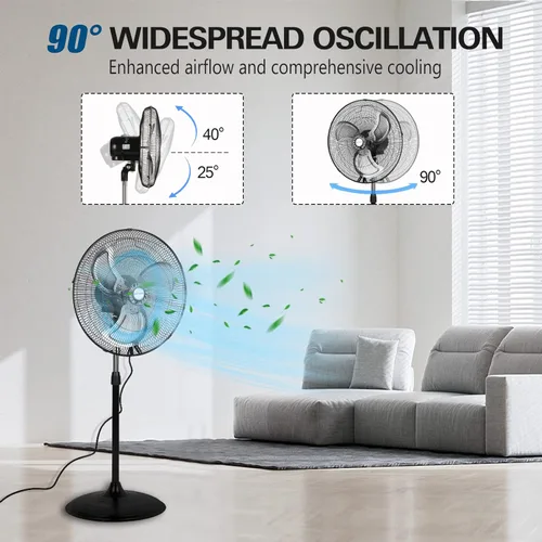 Vista 4 de BILT HARD 3850 CFM Ventilador oscilante de pedestal de alta velocidad de 18 pulgadas, ventilador de pie industrial de 3 velocidades con aspas