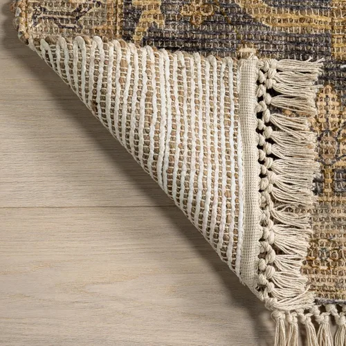 Vista 3 de Rugs USA Marigold - Alfombra vintage con borlas, 2 pies 6 pulgadas x 8 pies, marrón oscuro