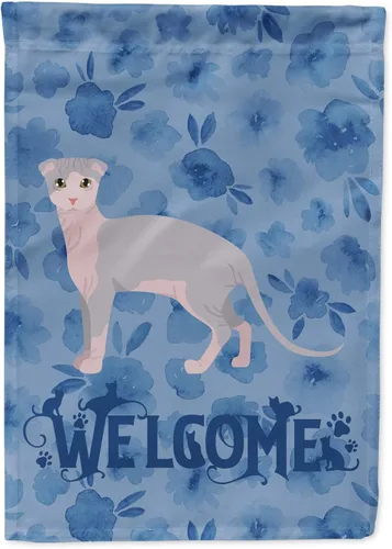 Vista 320 de Caroline's Treasures CK4813CHF - Bandera de bienvenida con gato abisinio azul, manga grande, para porche, para colgar en la pared, poliéster