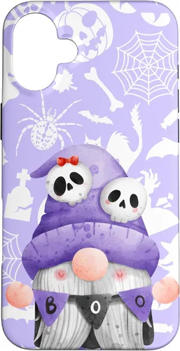 Vista 22 de iPhone 16 Boo Gnome Halloween Purple Spooky Creepy Cute Watercolor Case