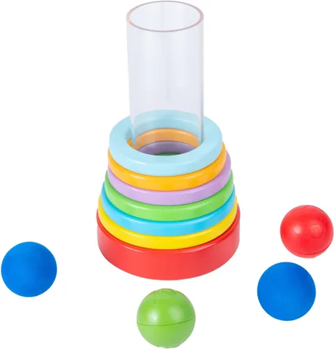 Vista 6 de Montessori - Anillos y bolas interactivas apilables para bebés de 6 a 12 meses, tubo transparente divertido