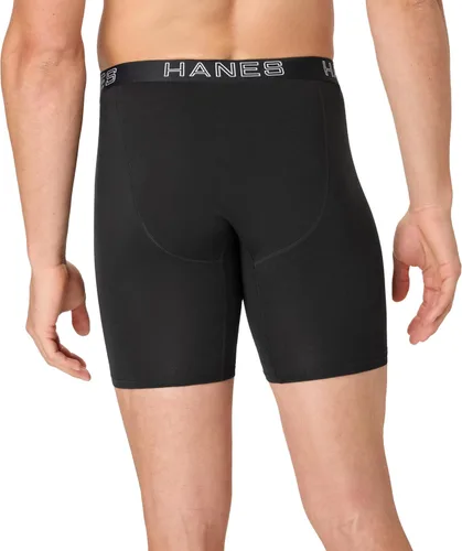 Vista 3 de Hanes Ropa Interior para Hombres, Calzoncillos Tipo Bóxer de Algodón Elástico para Hombres, Absorbe la Humedad, Paquete Múltiple Negro