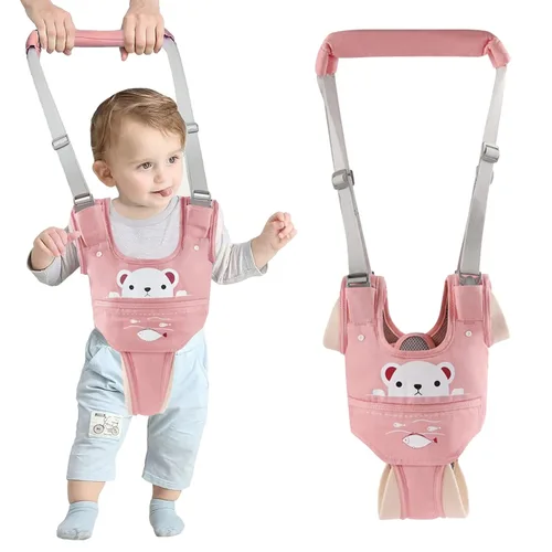 Vista 14 de Arnés de mano para caminar para bebé, cinturón ajustable para niños pequeños, arnés para caminar de pie, ayudante de aprendizaje con entrepierna Azul