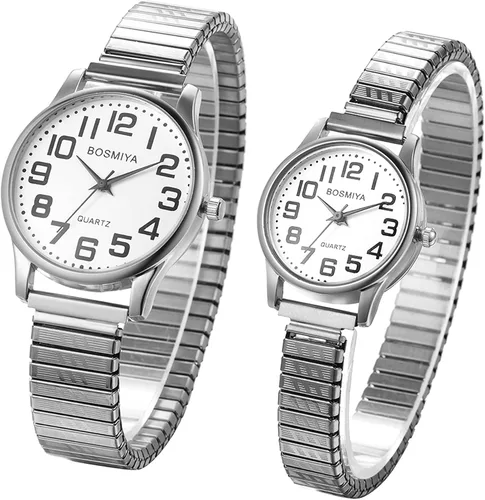 Vista 2 de Avaner Reloj de pulsera con correa elástica, reloj de pulsera para pareja, reloj de banda ultra delgado, reloj de pulsera de cuarzo analógico