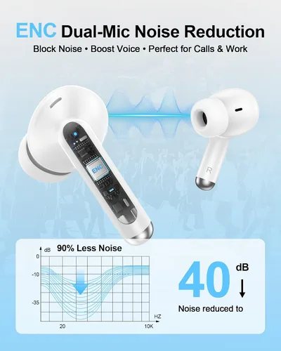 Vista 2 de Auriculares inalámbricos Bluetooth 5.4, iPhone 17e 17Air 16 15 14 13 Pro Max auriculares inalámbricos Bluetooth con cancelación de ruido