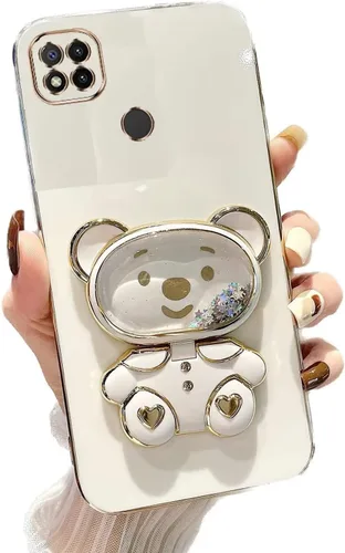Vista 75 de Miagon Bear - Funda con soporte para espejo para Xiaomi Redmi A1, Quicksand Glitter Electroplated Soft TPU Protector Slim a prueba de golpes