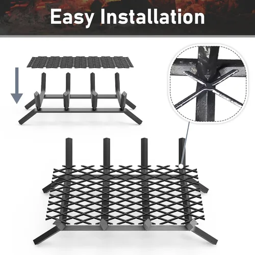 Vista 5 de Flamorrow Retenedor de brasas para rejillas de chimenea de 12 x 7.5 pulgadas, malla de retención de brasas de metal para chimenea, evita que