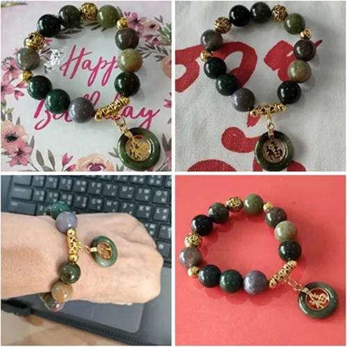 Vista 6 de Heavens Tvcz - Pulsera de jade de buena fortuna para mujeres tailandesas, buena suerte, 0.559in, energía curativa, pulsera con colgante de jade