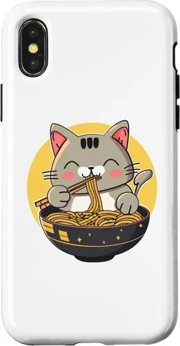 Vista 5 de Funda para iPhone 12/12 Pro Ramen Cat Kawaii Anime Merch Japonés Divertido Neko Noodle Bowl Case