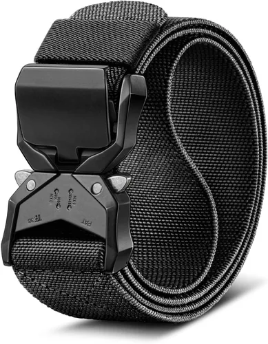 Vista 10 de BULLIANT Cinturón táctico para hombre, cinturón elástico ajustable para hombres, senderismo, ejercicio, resistente, 1 3/8 pulgadas, liberación rápida