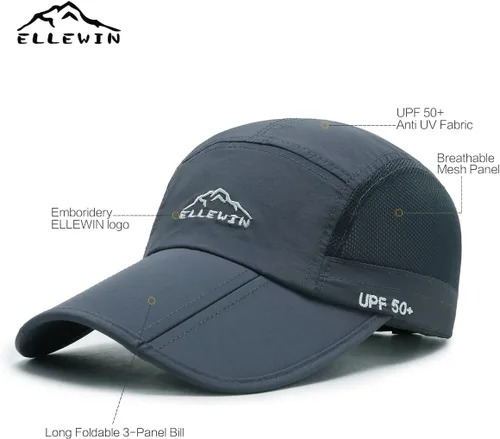 Vista 41 de ELLEWIN Gorra de béisbol unisex UPF 50 sin estructura, con pico grande y plegable