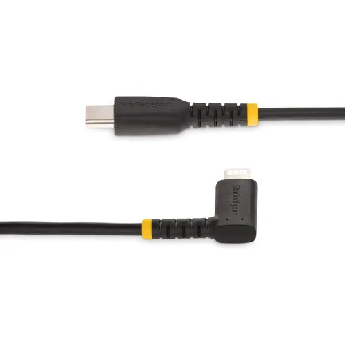 Vista 3 de StarTech - Cable USB-C a Lightning de 35.8 in, color negro en ángulo recto (RUSB2CLTMM1MR) Apple MFi Certified, USB 2.0, Type-C, iPhone, Male to