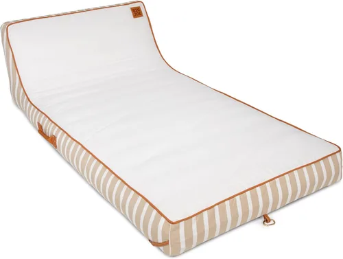 Vista 15 de Big Joe Lux Chaise - Flotador inflable prémium para piscina, rayas azul marino y marfil, malla de primera calidad, mezcla de poliéster duradera