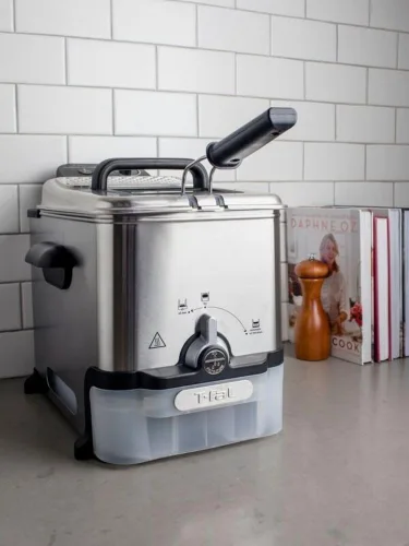 Vista 9 de T-fal Compact EZ Clean - Freidora profunda de acero inoxidable con cesta para uso doméstico, aceite de 1.8 litros y capacidad de alimentos de 1.7