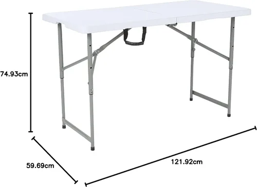 Vista 6 de Flash Furniture Kathryn - Mesa plegable de plástico blanco granito ajustable de 4 pies de altura ajustable