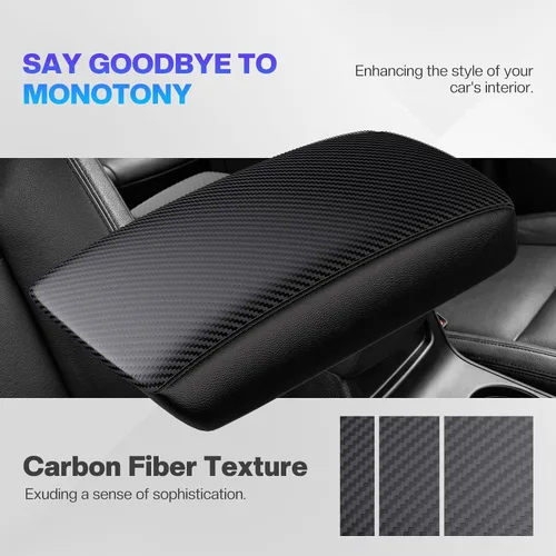 Vista 3 de Autorder Funda de consola central para Hyundai Tucson 2016-2019 2020 2021, accesorios de fibra de carbono, funda impermeable antiarañazos