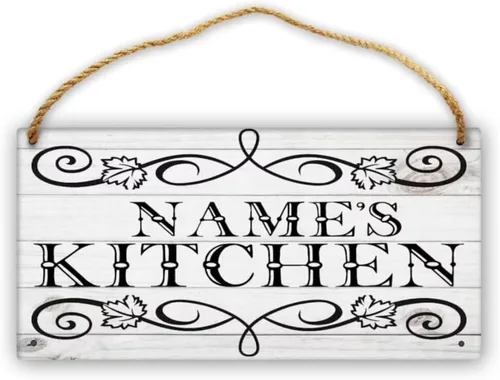 Vista 6 de Letrero de cocina de madera personalizado con sazonado con amor, accesorios de cocina, decoración de pared, regalos