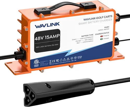 Vista 11 de WAVLINK Cargador de batería para carrito de golf de 48 V 18 AMP, impermeable IP67, compatible con LiFePO4/NMC/plomo-ácido