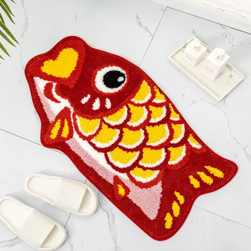Vista 10 de Bonita alfombra de baño Koi de pez azul, antideslizante, de dibujos animados, divertidas, alfombras de baño y tapetes absorbentes para niños