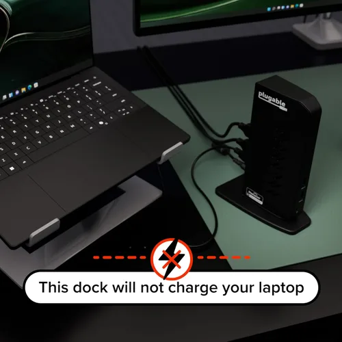Vista 14 de Plugable Estación de acoplamiento dual DisplayPort y HDMI - Dock USB 3.0 y USB-C para portátil para monitores duales, DisplayLink, Mac