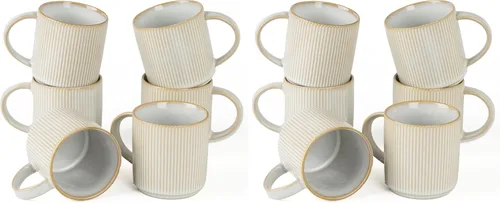 Vista 76 de famiware Juego de 4 tazas de café de 12 onzas, tazas de cerámica con asa Negro (Star-Black)