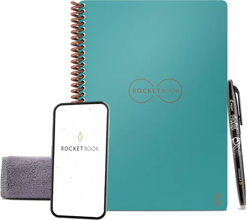 Vista 10 de Rocketbook Core - Cuaderno de espiral reutilizable, tamaño ejecutivo de 6 x 8.8 pulgadas, color negro, páginas punteadas, conectadas a