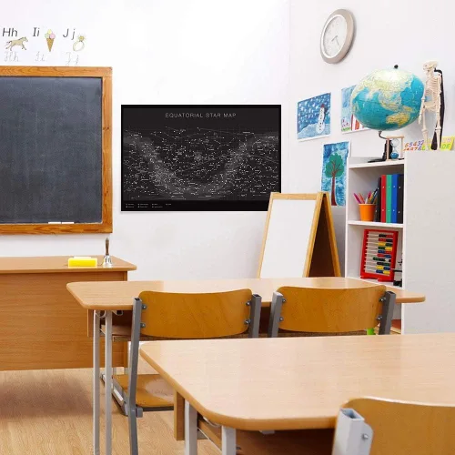 Vista 4 de Higly - Póster detallado de mapa de estrellas ecuatoriales – Constelaciones con nombres de estrellas – Impresión artística de pared para la escuela