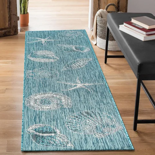 Vista 62 de Liora Manne Marina - Alfombra de área duradera de mezcla sintética tejida a máquina para interiores/exteriores - Gráfico contemporáneo océano global