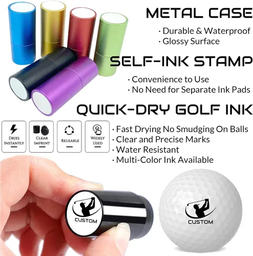 Vista 3 de ubjva Sello de pelota de golf, marcador de pelota de golf personalizado para identificar pelotas de golf, reutilizable, sello de bola autoentintado