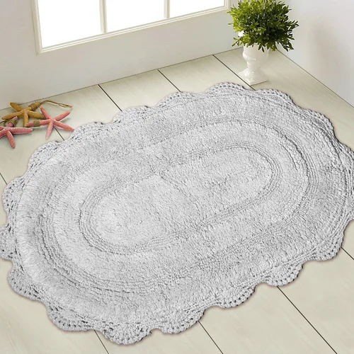 Vista 54 de Chardin home Alfombra de baño de ganchillo beige, alfombra de baño ovalada 100% algodón con borde de ganchillo artesanal hecho a mano, alfombra