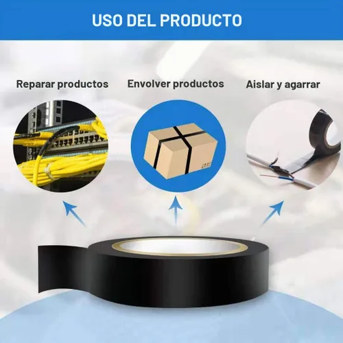 Vista 4 de Wapodeai 3 cintas eléctricas, ignífugas para interiores y exteriores, cinta eléctrica resistente a altas temperaturas, cinta impermeable negra