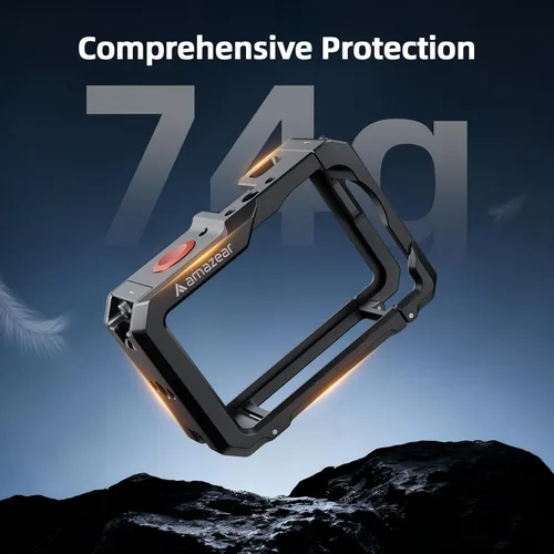 Vista 7 de AMAZEAR Funda protectora de metal para accesorios DJI Osmo Action 6, jaula multifunción Action6 Pro, carcasa de aluminio más fuerte con tapas