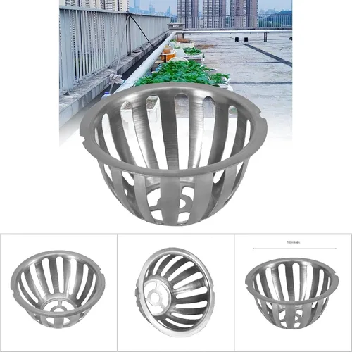 Vista 8 de 2 piezas de acero inoxidable de forma redonda antibloqueo de drenaje de piso de drenaje de techo cúpula de techo cubierta de drenaje para jardín