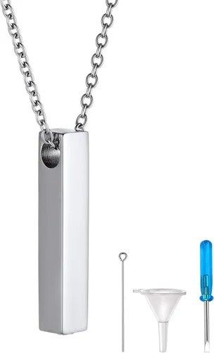 Vista 73 de FindChic Collares personalizados con urna para cenizas, barra vertical, gato, luna, reloj de arena, garra de perro, acero inoxidable, chapado en oro
