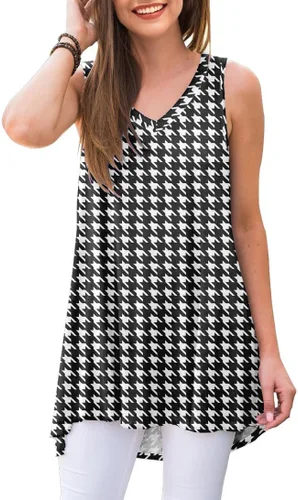 Vista 17 de AWULIFFAN - Blusa de verano sin mangas con cuello en V, túnica, top, para mujer 01 Negro