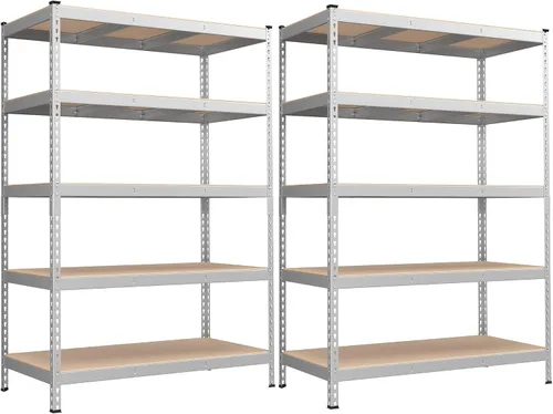 Vista 12 de SONGMICS - Estantería de almacenamiento de 5 niveles, capacidad de carga 2310 lb, juego de 2 para garaje, ensamblaje sin tornillos, estante Gris