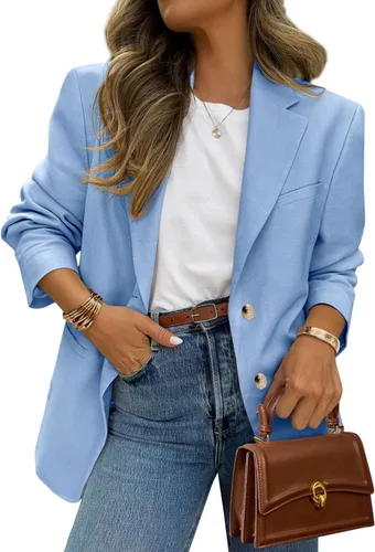 Vista 11 de PRETTYGARDEN Blazers 2026 para mujer casual de negocios Caqui oscuro