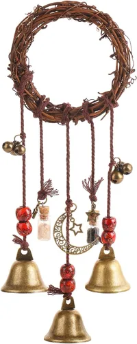 Vista 10 de Campanas de bruja para pomo de puerta para protección Campanas colgantes de viento Campanas decorativas hechas a mano para decoración bohemia